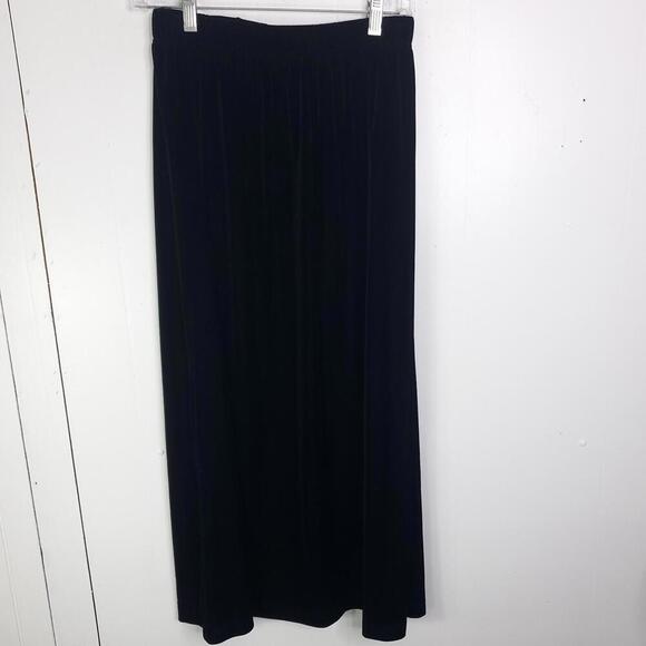 Vintage Skirt Womens M Maxi Stretchy Pull On Solid Neutral Black Bentley Retro - Picture 1 of 6